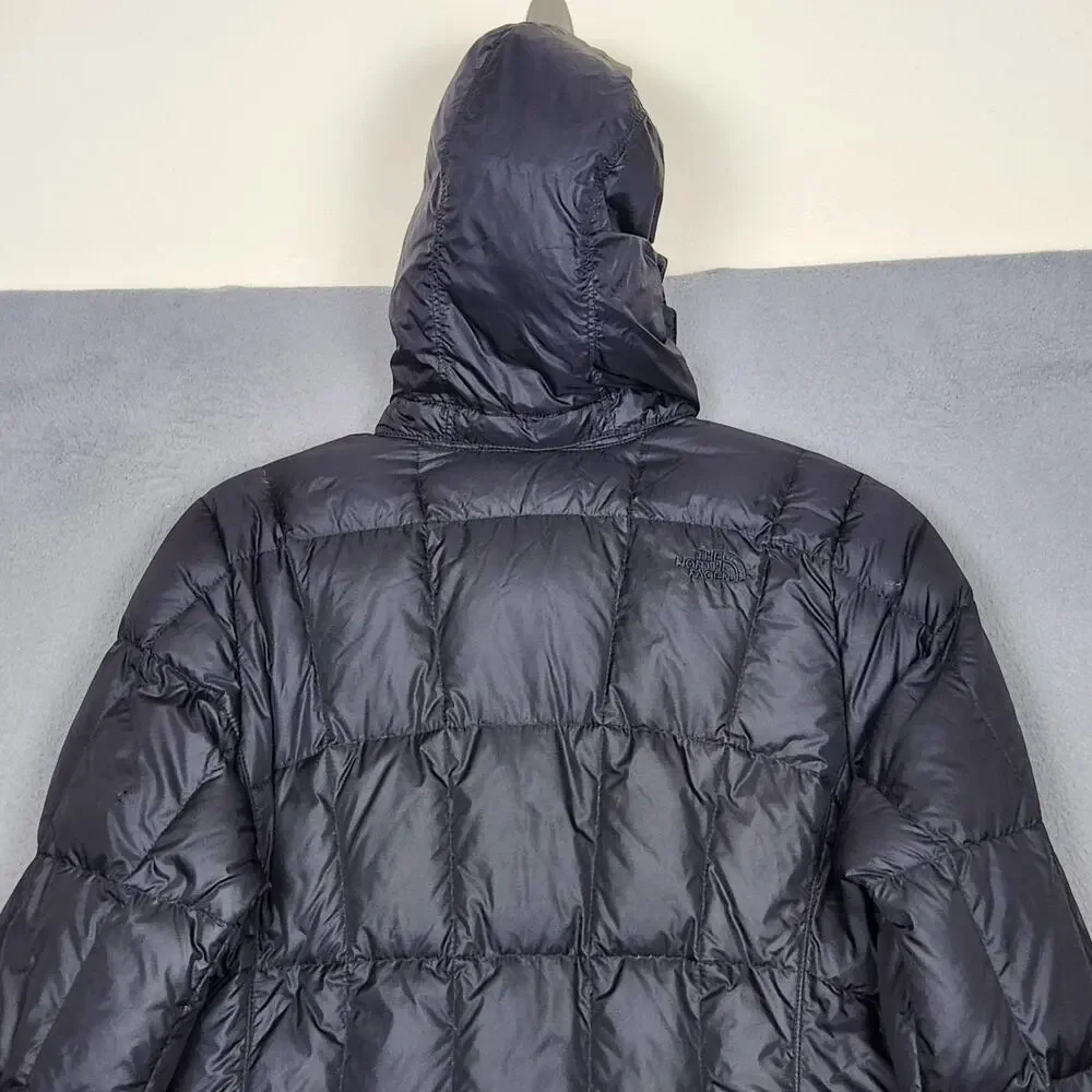 The North Face Coat Womens Small Black Hooded Down Puffer Long Quilted Zip Parka